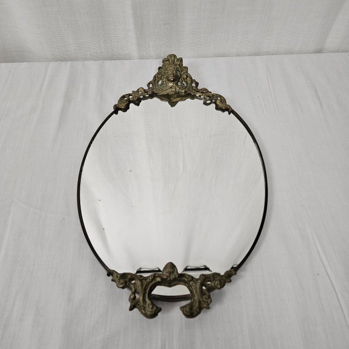 Miroir- Ange - miroir à crête  - Bronze, Verre