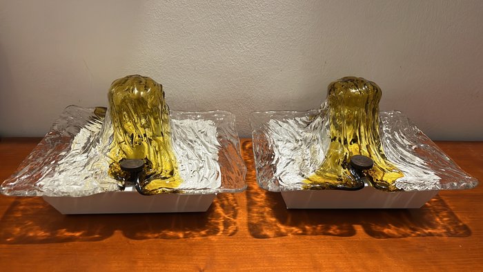 Venini - Toni Zuccheri - 壁突式照明 (2) - 被子 - 玻璃, 金属, 黄铜