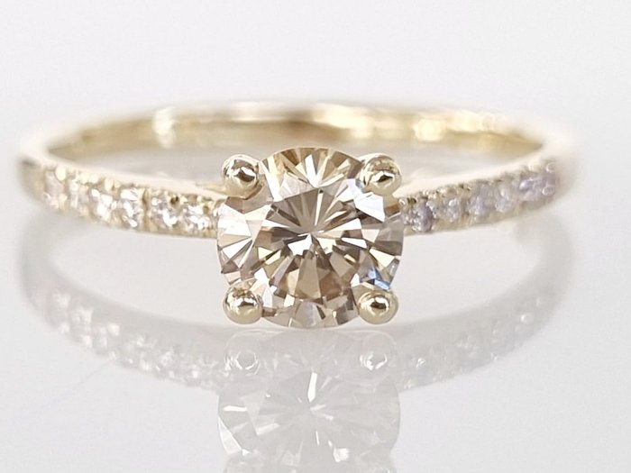 订婚戒指 - 14K包金 黄金 -  0.63ct. tw. 钻石  (天然) - 钻石