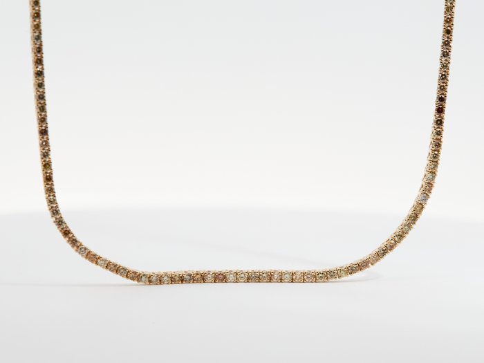 Ohne Mindestpreis - Halskette Gelbgold Diamant  (Natürlich) 