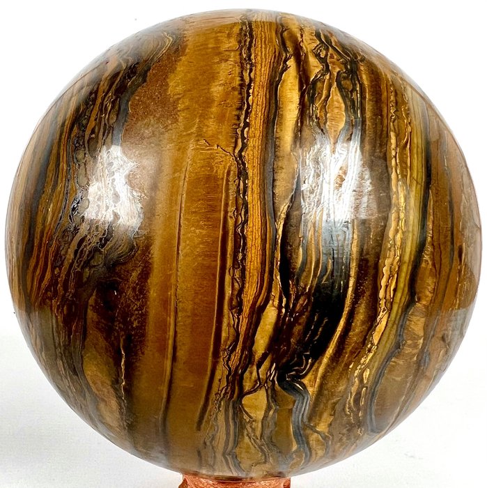 Ojo de tigre Excepcional esfera AAA Tigereye de gran tamaño - Altura: 16.21 cm - Ancho: 16.21 cm- 6720 g