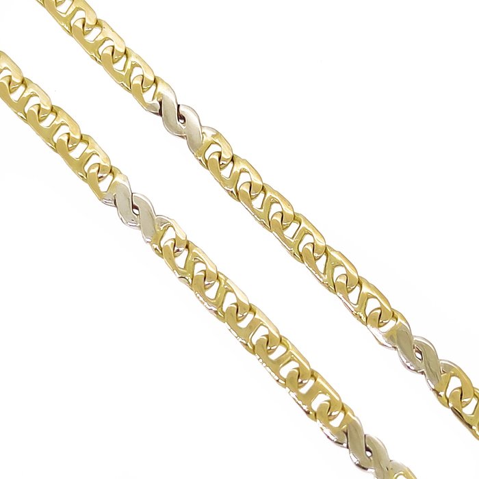 Halskette - 18 kt Gelbgold, Weißgold