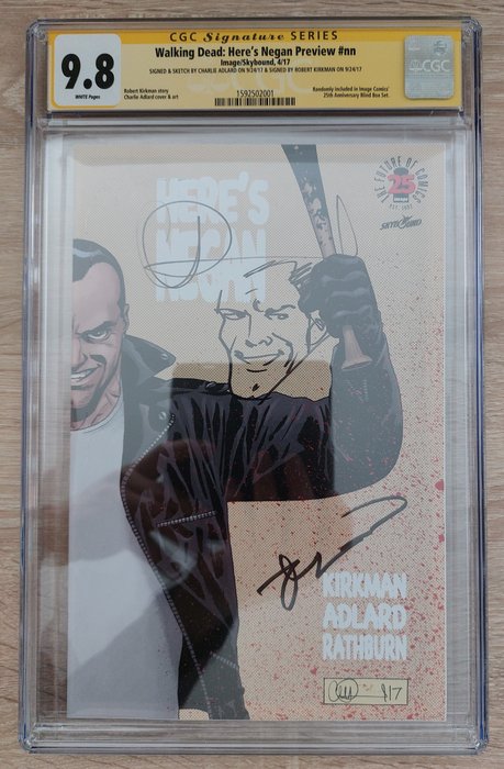 The Walking Dead - Here's Negan Preview #nn - only 45 copies worldwide - Signature Series Robert Kirkman Sketch - 1 Signed graded comic - Limitierte Auflage - 2017 - CGC 9.8