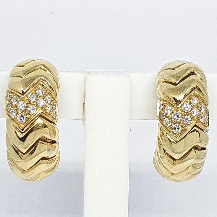 Boucles d'oreilles - 18 carats Or jaune -  0.42 tw. Diamant  (Naturelle) 