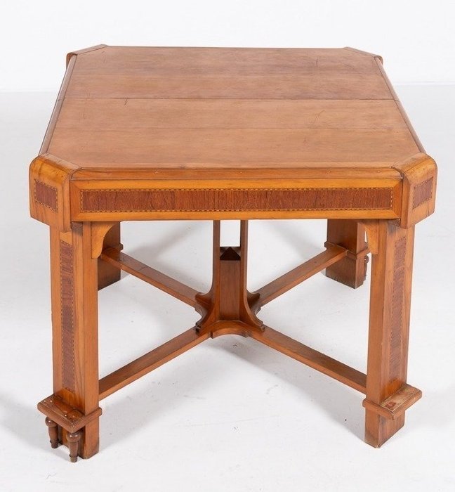 Table - Table carrée en bois vernis et marqueterie de placage