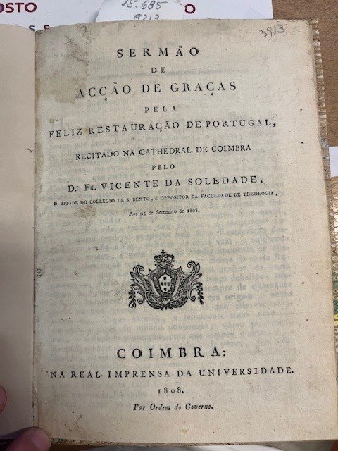 Vicente da Soledade - Sermão de Acção de Graças pela feliz Restauração de Portugal - 1808