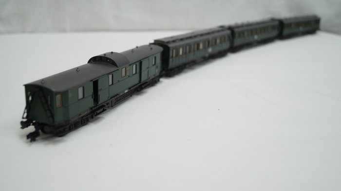 Fleischmann H0轨 - 5084/-85/-86/-87 - 模型火车客运车厢 (4) - 快车时代II，车厢内有照明 - DRG