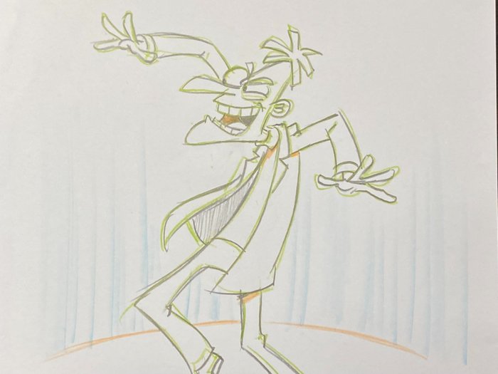 Phineas and Ferb - 1 手绘素描本海报艺术，签名