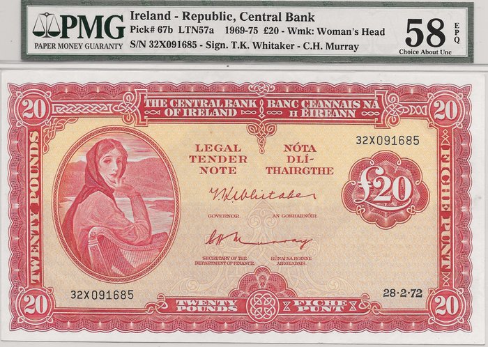 爱尔兰 - 20 Pounds 1972 - Pick 67b