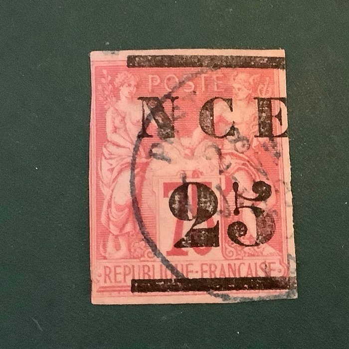 Nova Caledónia 1881 - 25 centavos em 75 centavos - aprovado - Michel 5