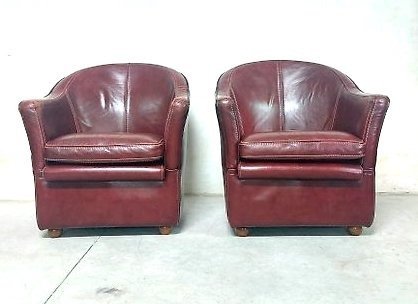Karosszék - Kád fotel - Kádfotel pár barna bőrből