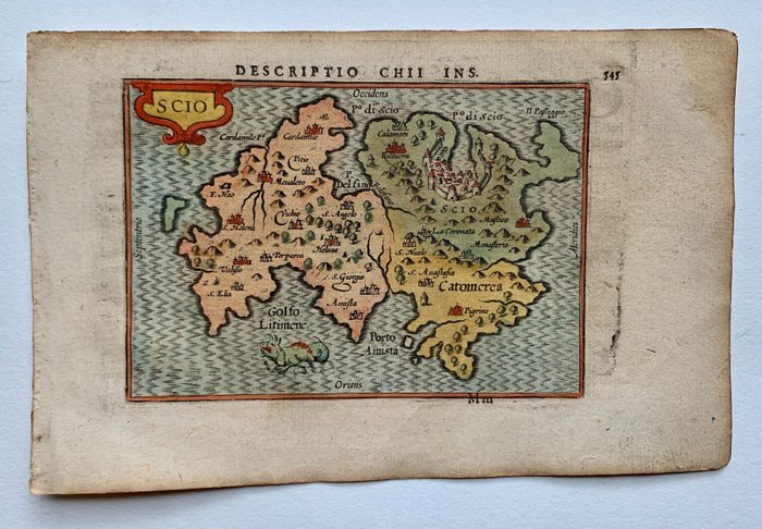 Europa, Landkarte - Griechenland / Chios; P. Bertius - Scio - 1601-1620