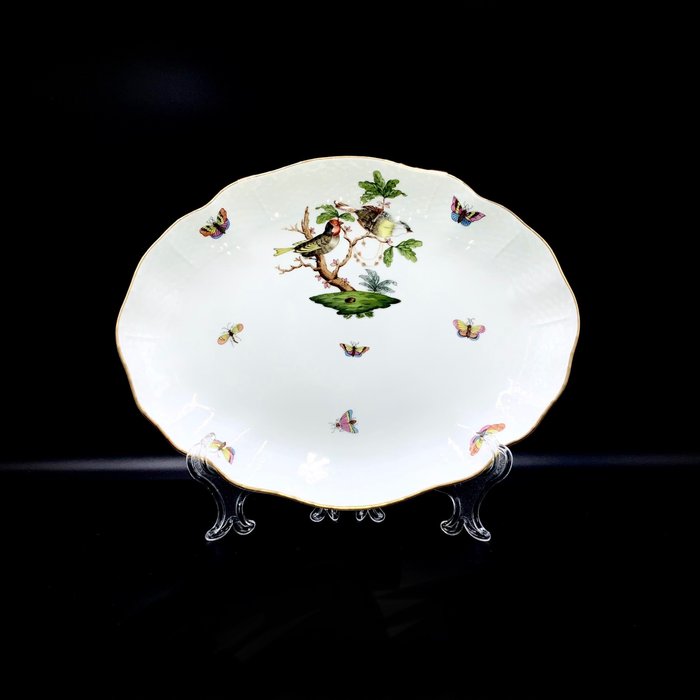 Herend - Exquisite Serving Platter (26 cm) - "Rothschild Bird" Pattern - Plateau - Porcelaine peinte à la main