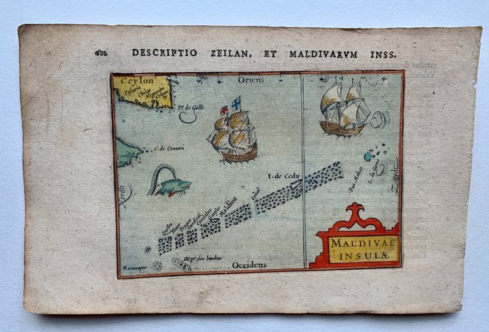 亚洲, 地图 - 马尔代夫; P. Bertius - Maldivae insulae. - 1601-1620
