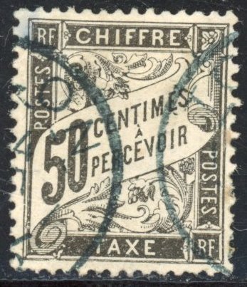 Γαλλία 1892 - Φόροι - 50c μαύρο - Πολύ καλά στο κέντρο & VG - Βαθμολογία: €240 - Yvert TX 20