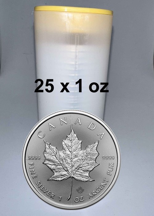 加拿大. 2024 Canadian Maple Leaf BU coin, 25 x 1 oz