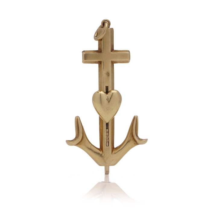 Samspon Mordan: Anchor, cross, heart pendant,  1850s - Portaminas