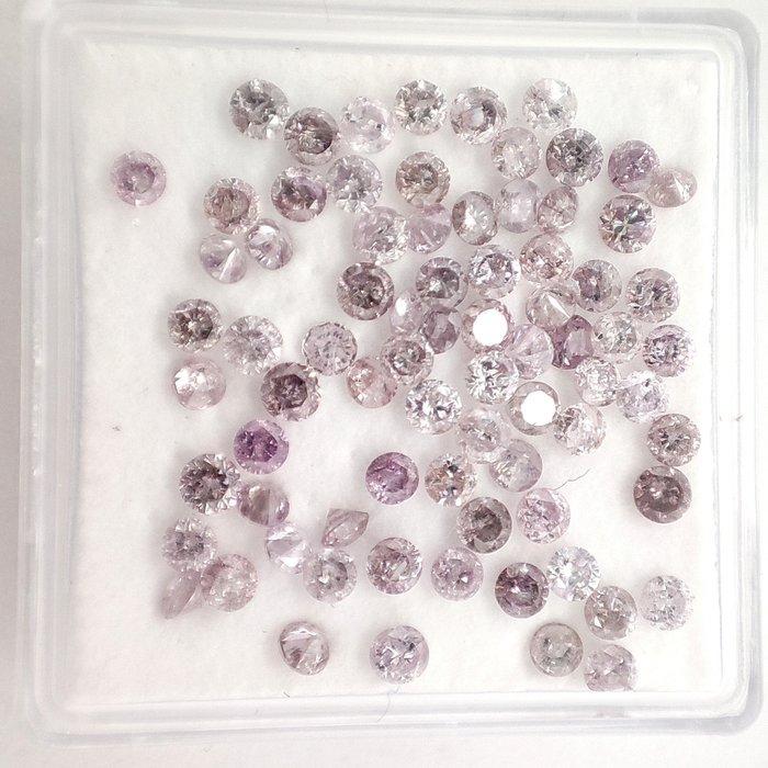77 pcs Diamanten - 3.01 ct - Rund - Pink - SI3 - I2 *NO Reserve Price*