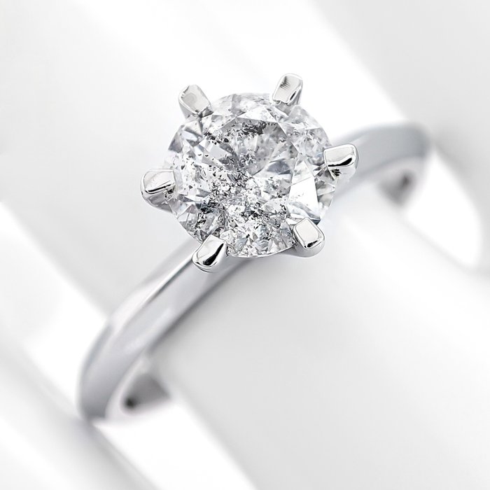 Utan reservationspris - Ring Vittguld -  1.08 tw. Diamant  (Natural) 