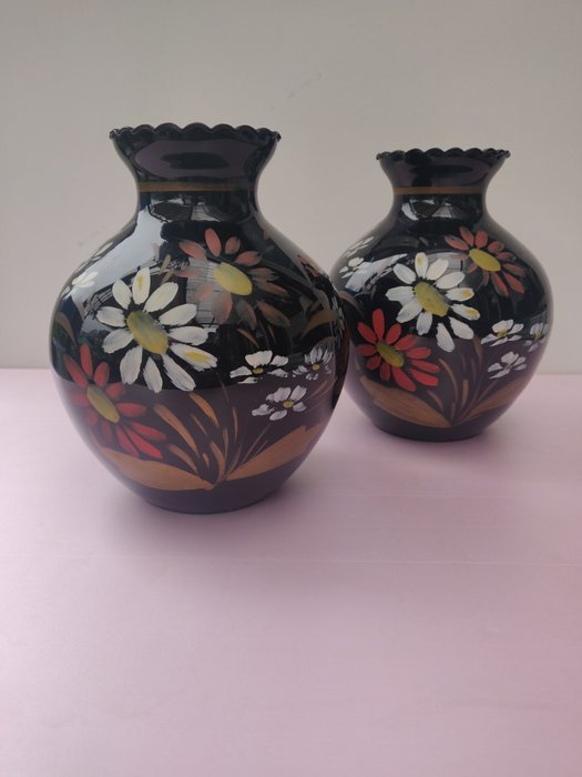 花瓶 (2)  - 搪瓷, 玻璃