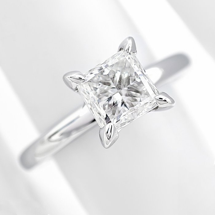 Ohne Mindestpreis - Ring Weißgold -  1.03 tw. Diamant  (Mit verbesserter Reinheit (Clarity Enhanced)) 