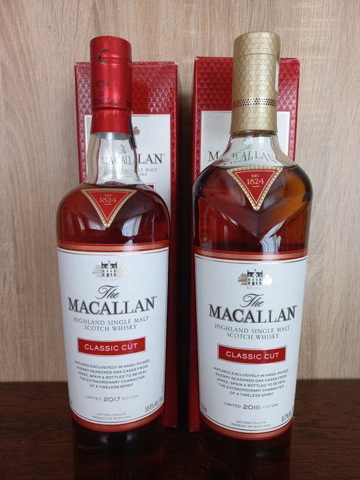 Macallan - Classic Cut 2017 & 2018 - US Import - Original bottling  - 750 ml - 2 flasker