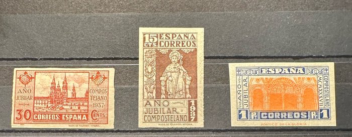 Spain 1937 - Compostela jubilee year - Edifil 833s/835s