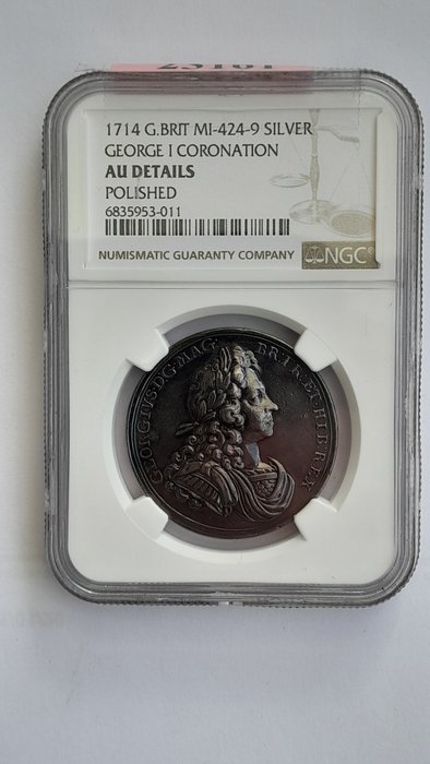 大不列顛. Silver medal 1715 "George I Coronation"