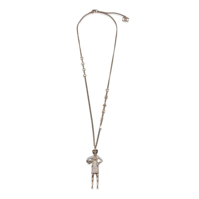 Chanel - Light Gold Metal Coco Mademoiselle Figurine Pendant Necklace - Halskjede