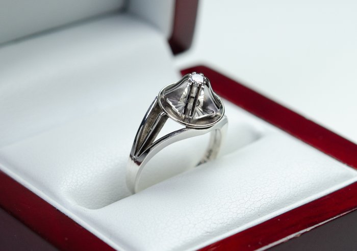 Ohne Mindestpreis - 0.10 ct Diamant - Ring - 925 Silber/ 585 Gold 