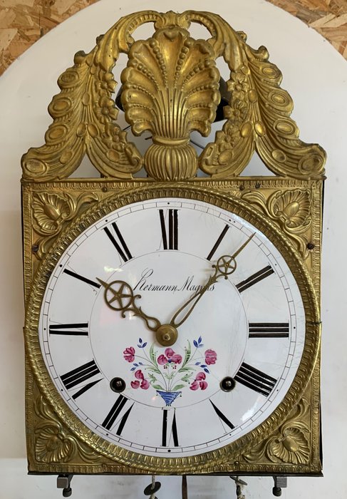 Comtoise時鐘 執政官時期 瑪瑙, 鐵（鑄／鍛）, 黃銅 - 1800-1850