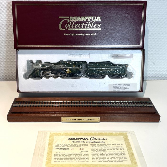 Mantua H0 - 03007 - Damplokomotiv med tilhengervogn (1) - P7 4-6-2 "President Adams", begrenset opplag - Baltimore & Ohio