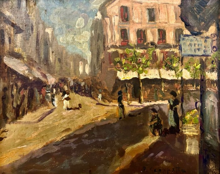 Pietro Scoppetta (1863-1920), attribuito a - Una strada di Parigi