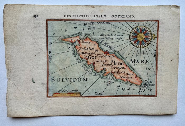 Europa, Mapa - Suecia / Gotland; P. Bertius - Descriptio Inslae Gothland. - 1601-1620