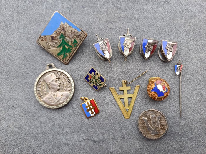Francia - Medalla - Collezione 12 distintivi francia libera Charles de Gaulle