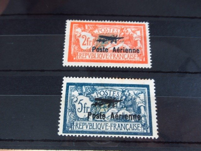 France 1927 - airmail, overprinted stamp series - Yvert PA n°1/2