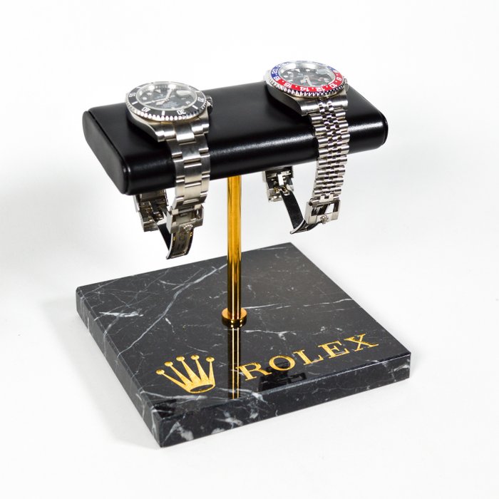 Rolex Watch stand Marble Black Marquinia - Black&Gold -