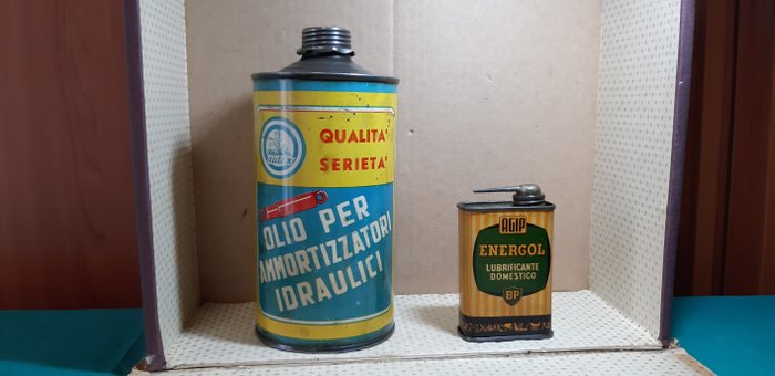 Oil Can - Energol Agip - BP - Autex - Lubrificante domestico AGIP - Olio per ammortizzatori - 1950
