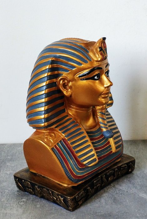 Büste, Pharao Toetanchamon - 20 cm - Handgemalt - 1980