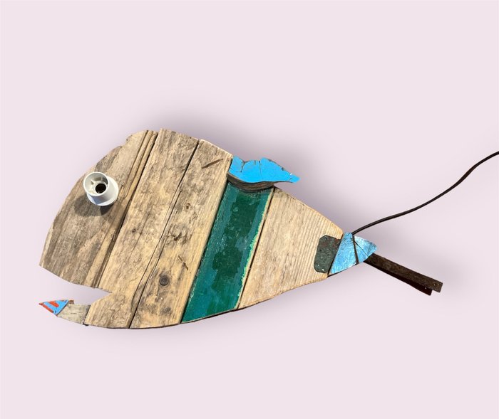 spargiamore - Lamp - Fish creative recycling sea wood - applique - Wood