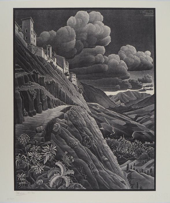 M.C. Escher (1898-1972) - Paysage italien : Castrovalva
