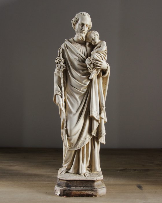 B.C. - Statuette - Jozef met Kind - 33cm - Gips