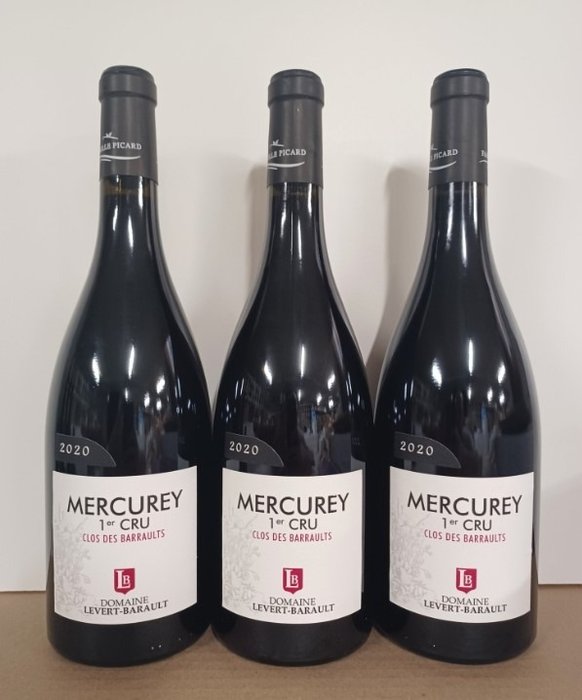 2020 Mercurey rouge "1er Cru Clos des Barraults" - Domaine Levert-Barault - 勃艮第 1er Cru - 3 瓶 (0.75L)