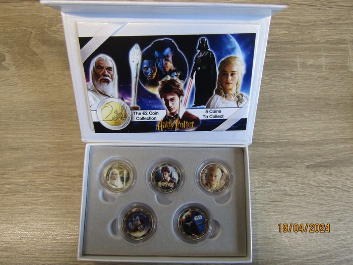 欧洲. 2 Euro ND "Legendary Movies - Series" (5 colored coins)  (没有保留价)