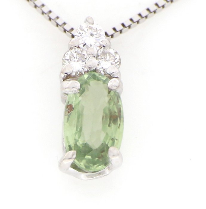 No Reserve Price - Necklace with pendant - 18 kt. White gold, NEW -  0.20 tw. Sapphire - Diamond 