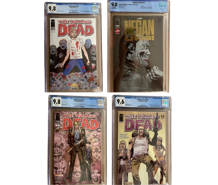 The Walking Dead 3x CGC Graded Walking Dead & 1x Negan Lives #1 Bundel - #1, #1, #53 & Negan Lives #1 - 4 Graded comic - CGC