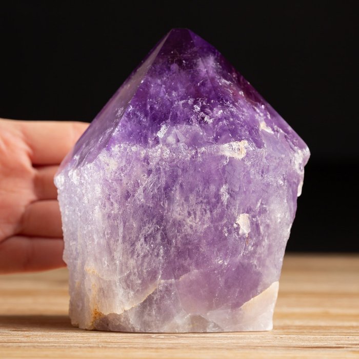 優秀的紫水晶點 - 大水晶 - 高度: 126 mm - 闊度: 109 mm- 1292 g