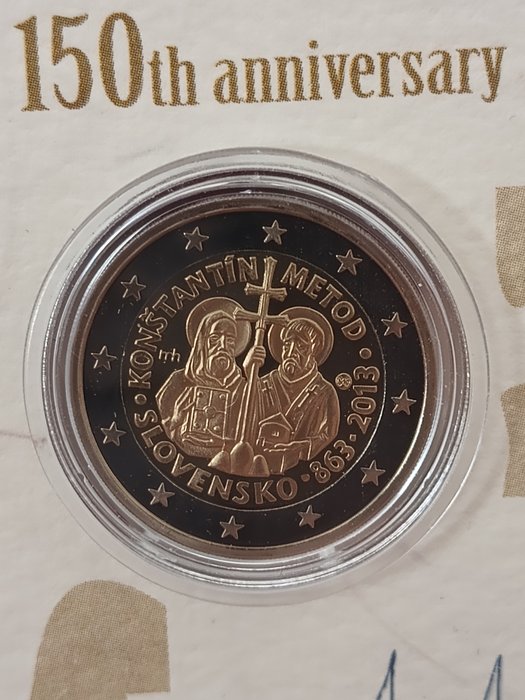 Slowakei. 2 Euro 2013 "Constantine and Methodius" Proof - Signed by the governor of the National Bank of