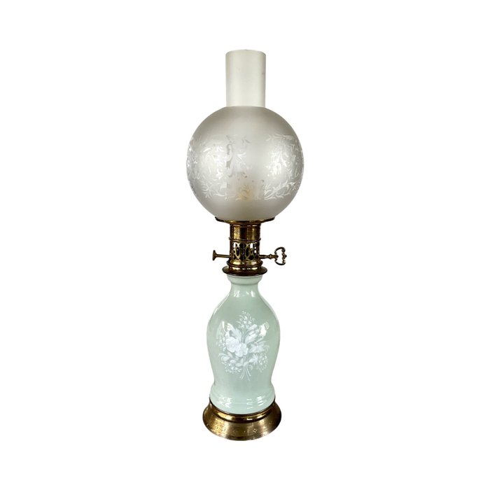 Lampe - Bronze, Glas, Porcelæn