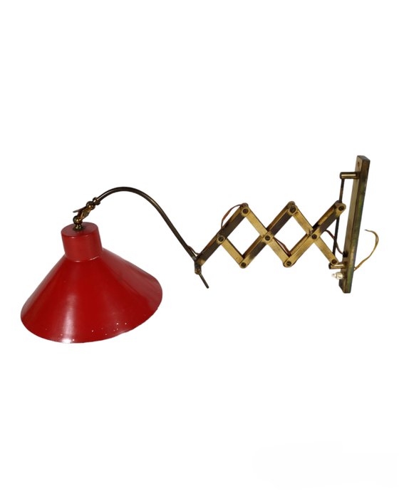 scissor-lamp - Lamppu - Italialaista designia 1950-luvulta - Alumiini, Messinki